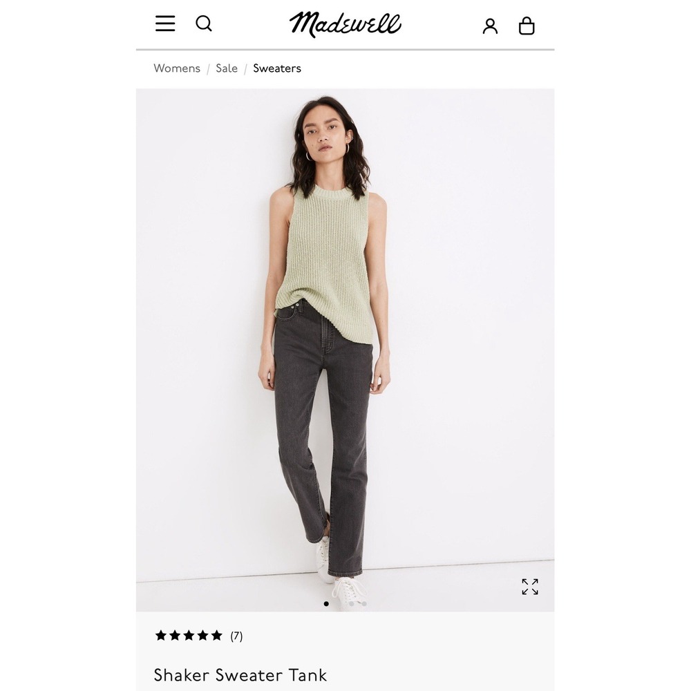 Madewell Shaker Sweater Tank Green Sleeveless Women's XL Summer Beach